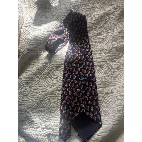 Vintage‎ Classic Vivace Geometric Men 100% Silk Tie Blue With Multicolors  58” - Picture 2 of 4